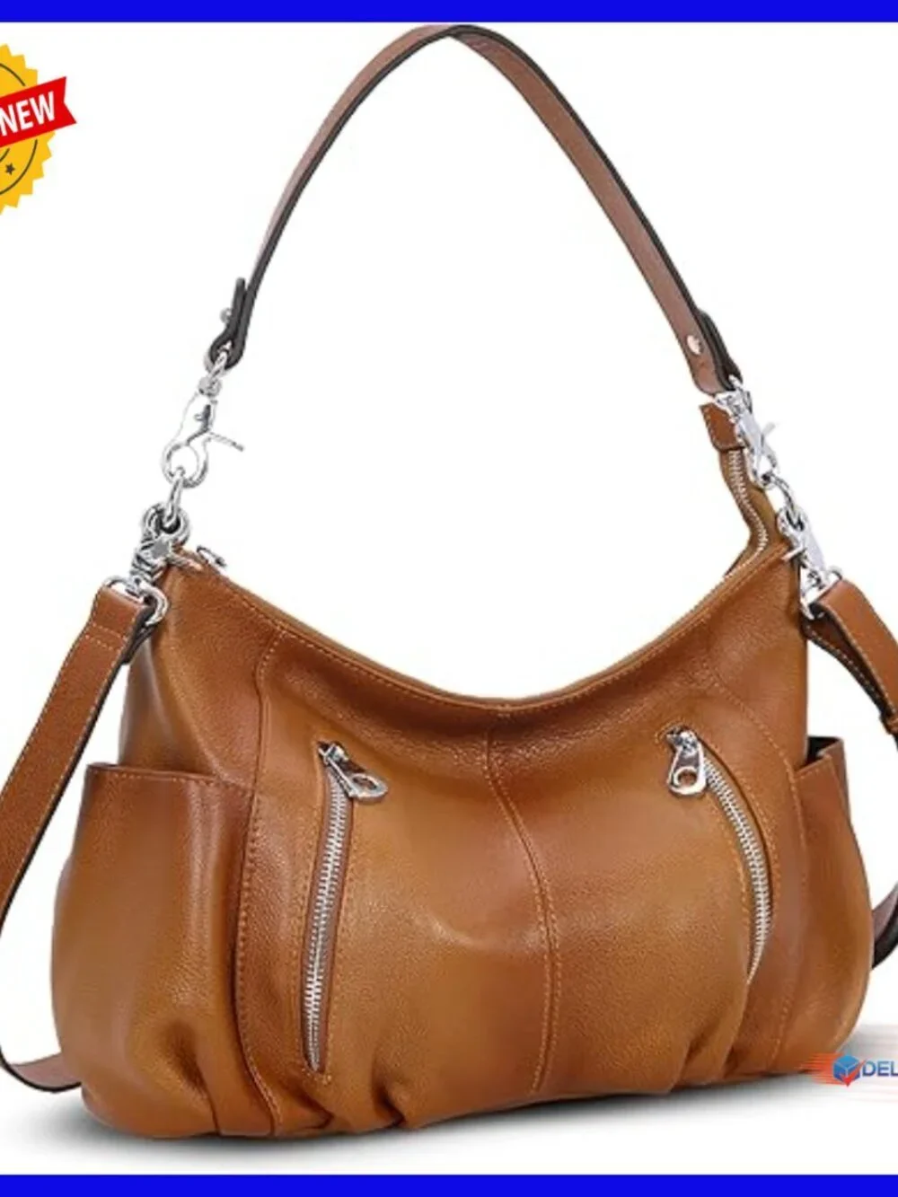 Genuine Leather Hobo Bag Crossbody Satchel Tote with Removable Straps